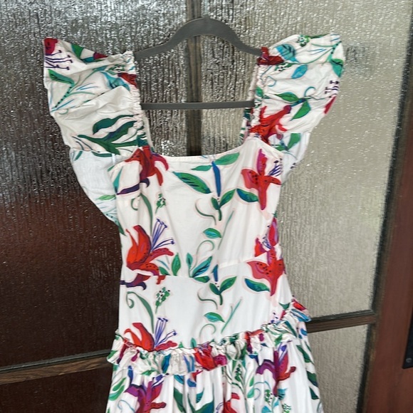 LA DoubleJ Red and Green Maxi Sundress with Flutter Sleeves - Picture 8 of 14